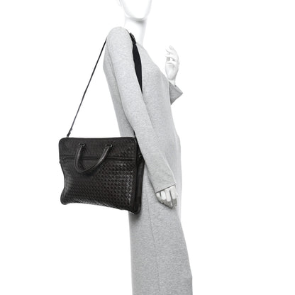 Bottega Veneta Calfskin Leggero Intrecciato Briefcase Ebano 2 of 15