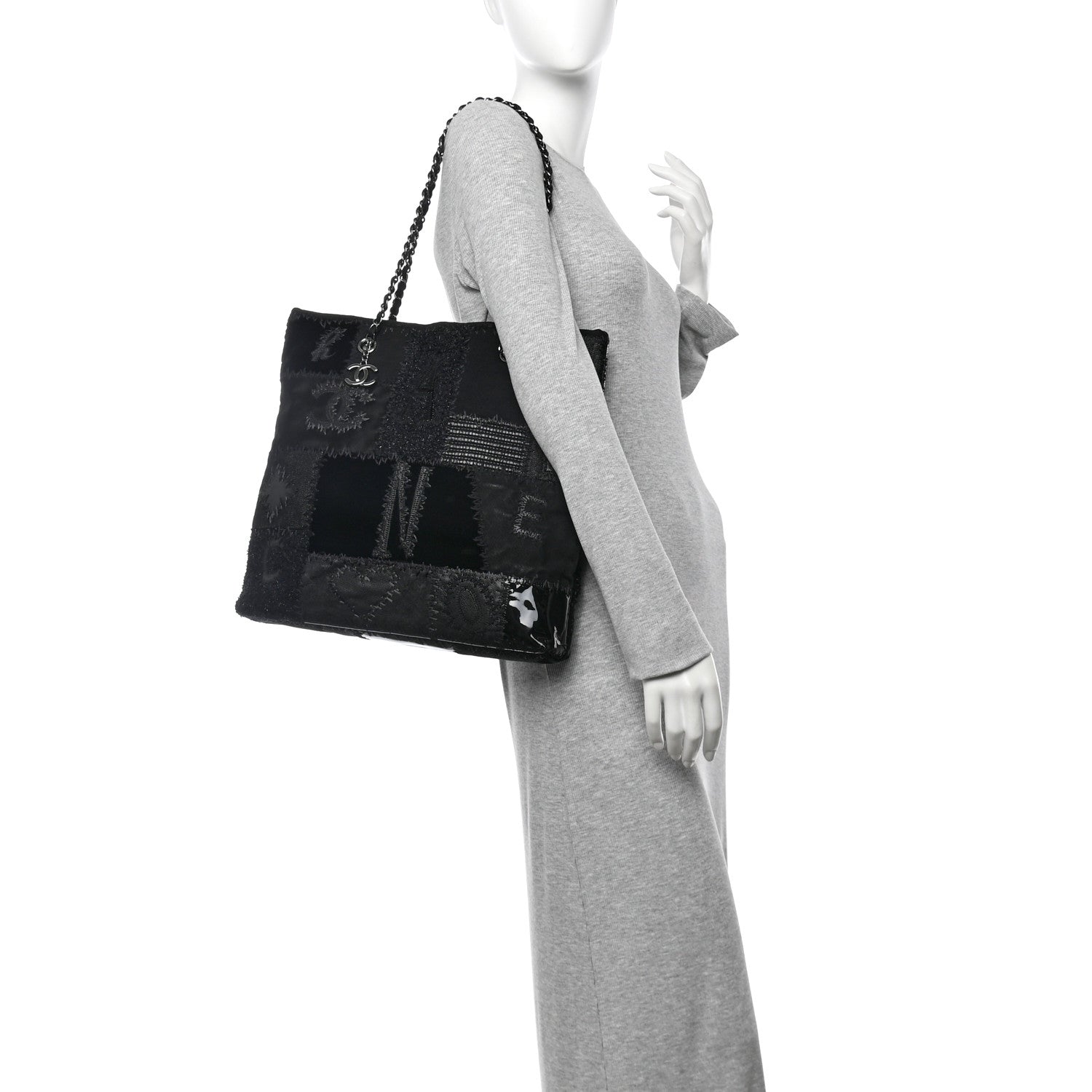 Chanel Tweed Patchwork Tote Black 2 of 10