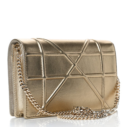 Christian Dior Metallic Calfskin Diorama Wallet on Chain Pouch Light Gold 2 of 5