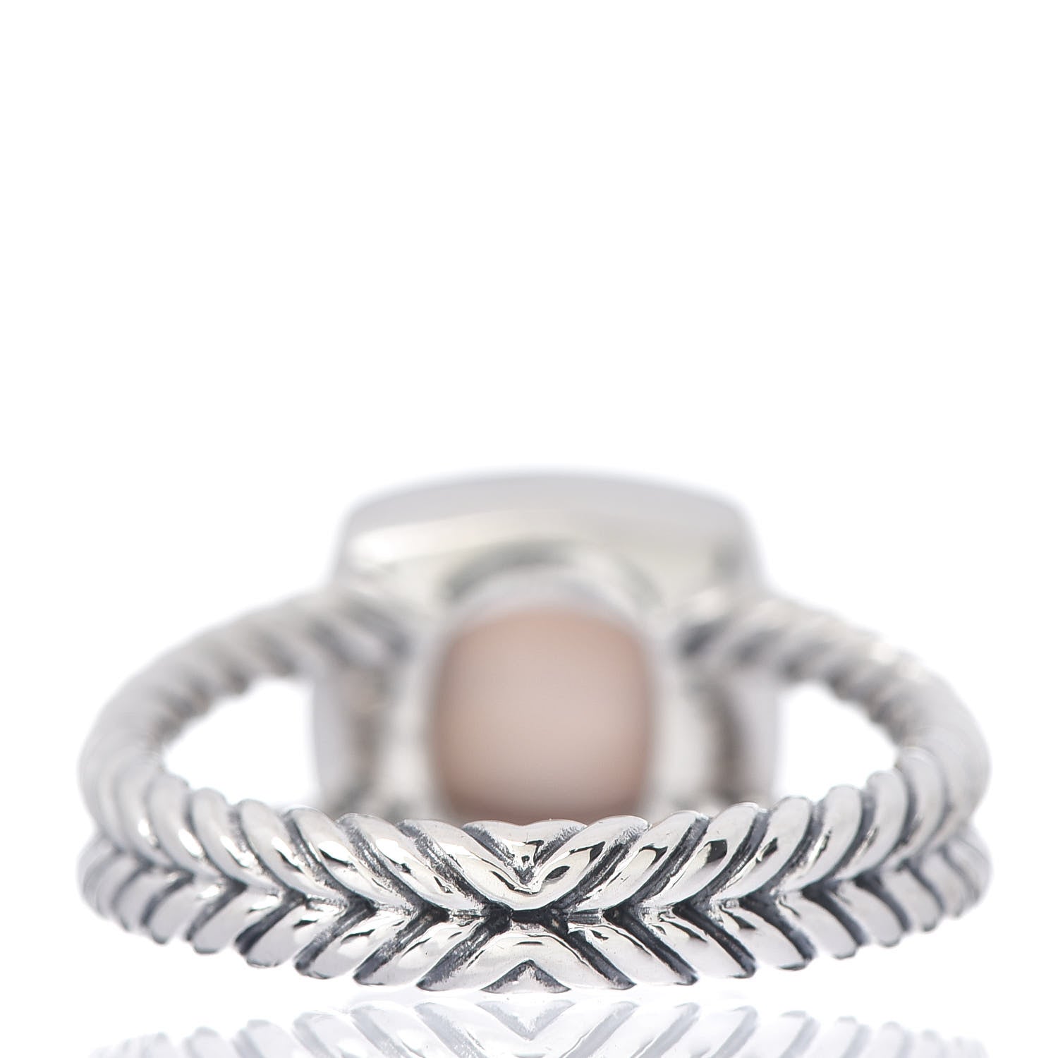 David Yurman Sterling Silver Diamond Rose Quartz 7mm Petite Albion Ring 52 6 4 of 5
