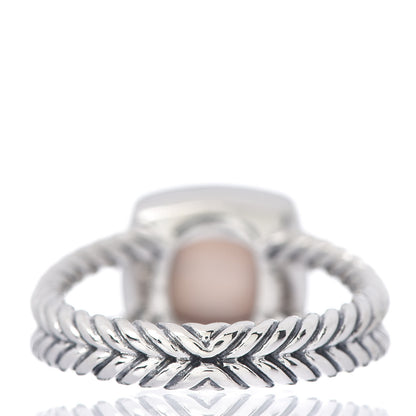 David Yurman Sterling Silver Diamond Rose Quartz 7mm Petite Albion Ring 52 6 4 of 5
