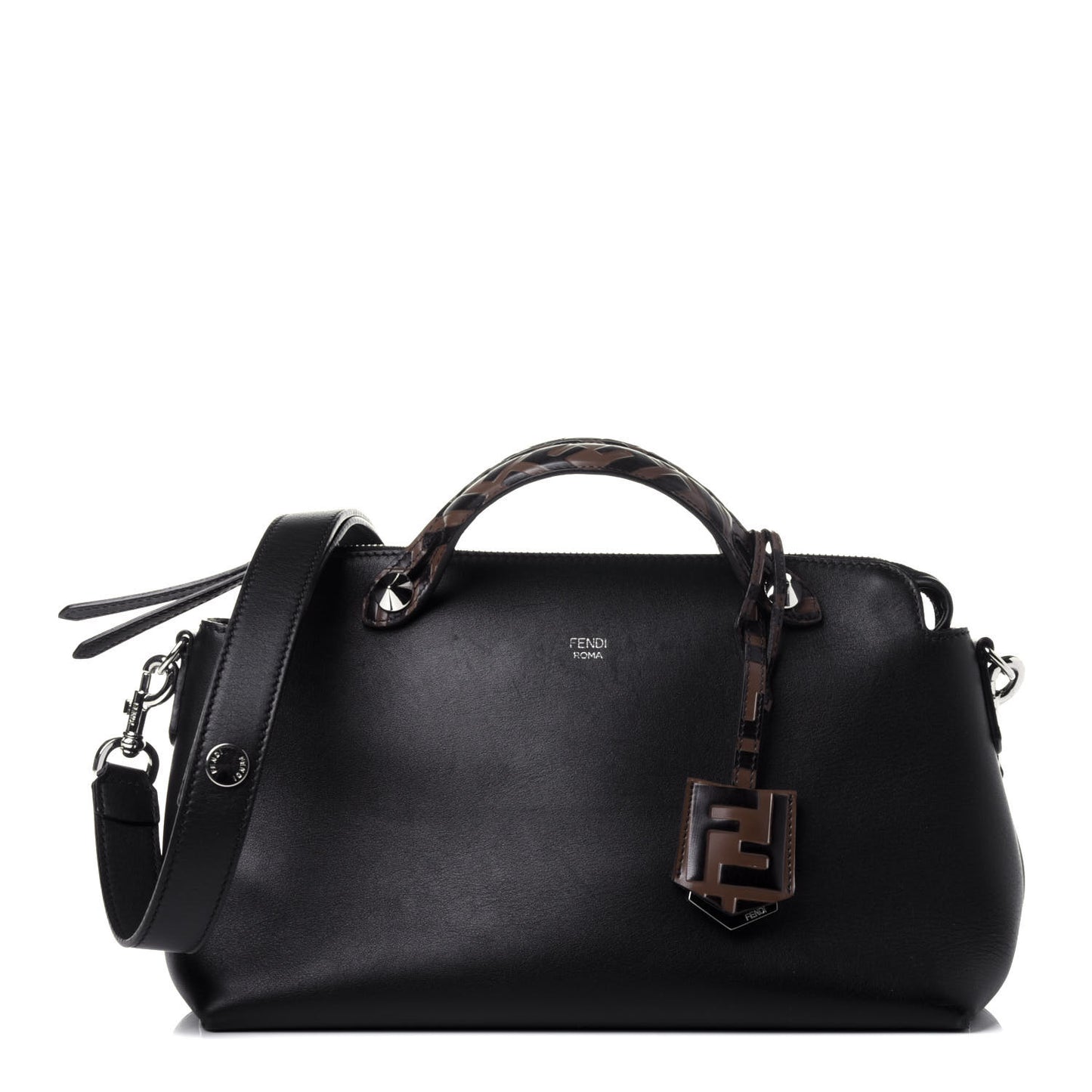 Vitello Dolce Bi-Color FF 1974 Embossed Medium By The Way Boston Bag Black Maya