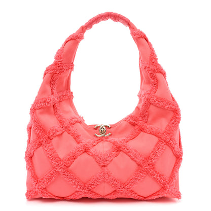 Chanel Cotton Canvas Large CC Embrace Hobo Coral 1 of 10