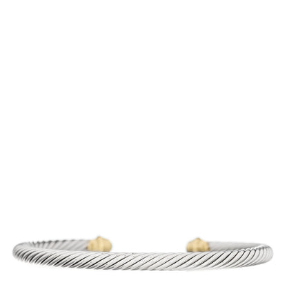 David Yurman Sterling Silver 18K Yellow Gold Turquoise 4mm Cable Kids Birthstone Bracelet 2 of 3