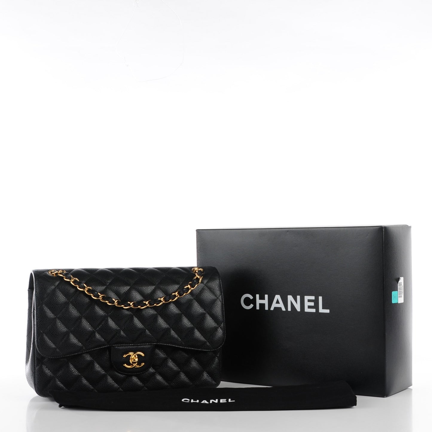 Caviar Quilted Jumbo Double Flap Black