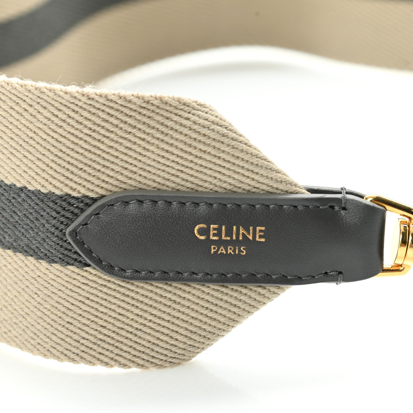 Textile Calfskin Striped Short Strap Natural Grey