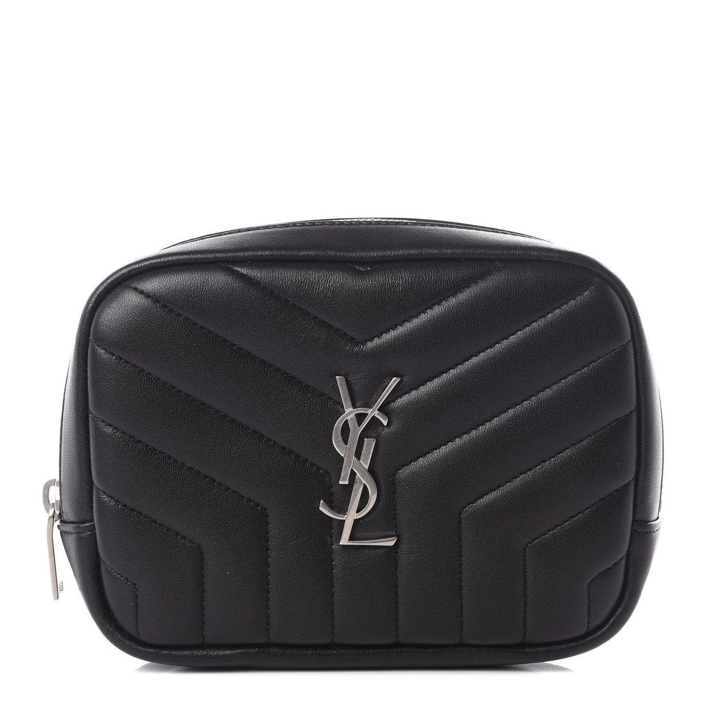 Lambskin Y Quilted Monogram Loulou Cosmetic Case Black