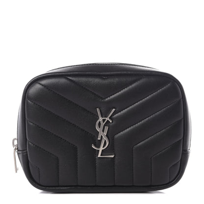 Saint Laurent Lambskin Y Quilted Monogram Loulou Cosmetic Case Black 1 of 9