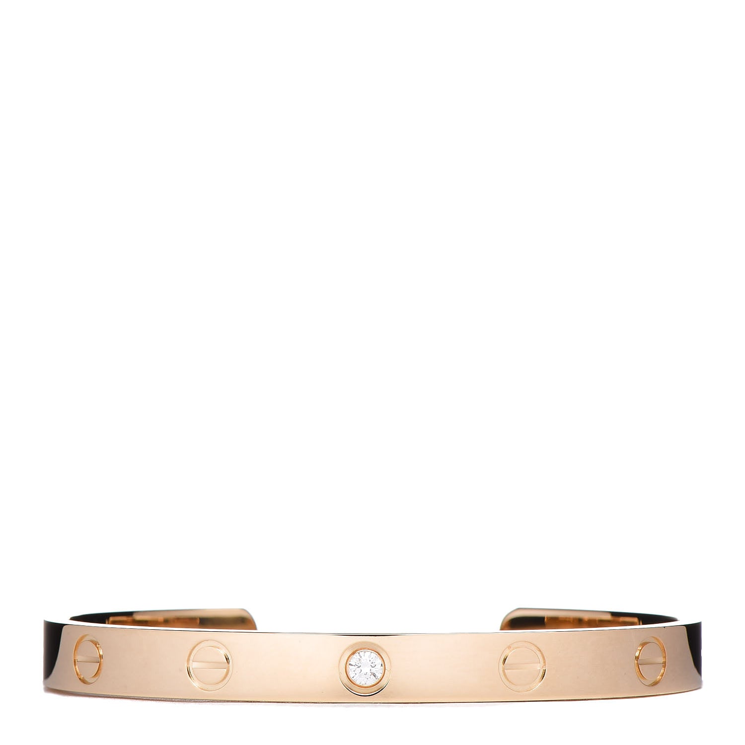 Cartier 18K Yellow Gold 1 Diamond LOVE Cuff Bracelet 17 1 of 5