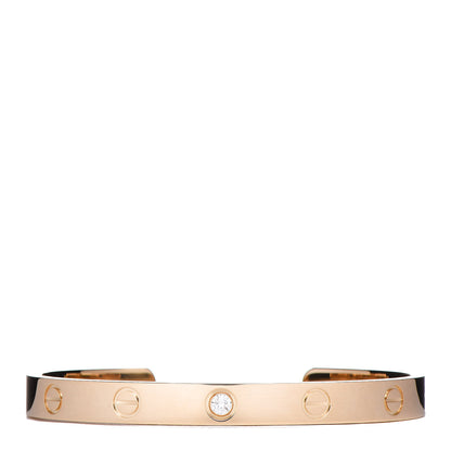 Cartier 18K Yellow Gold 1 Diamond LOVE Cuff Bracelet 17 1 of 5