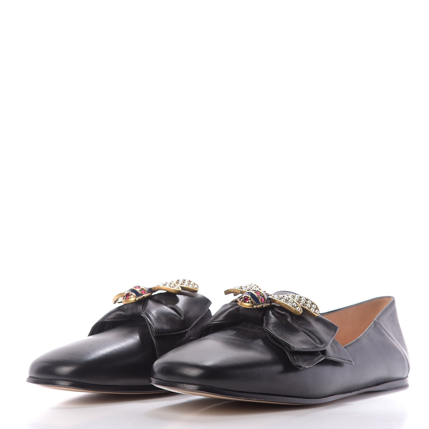 Calfskin Bow Ballet Flats 36 Black