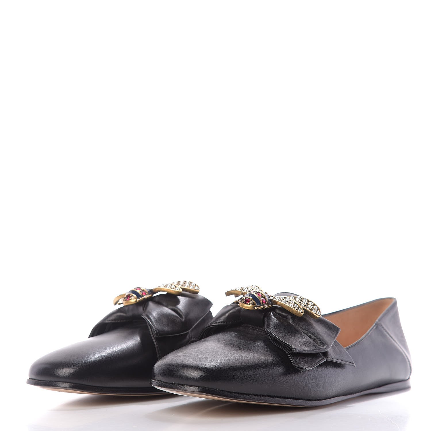 Gucci Calfskin Bow Ballet Flats 36 Black 2 of 11