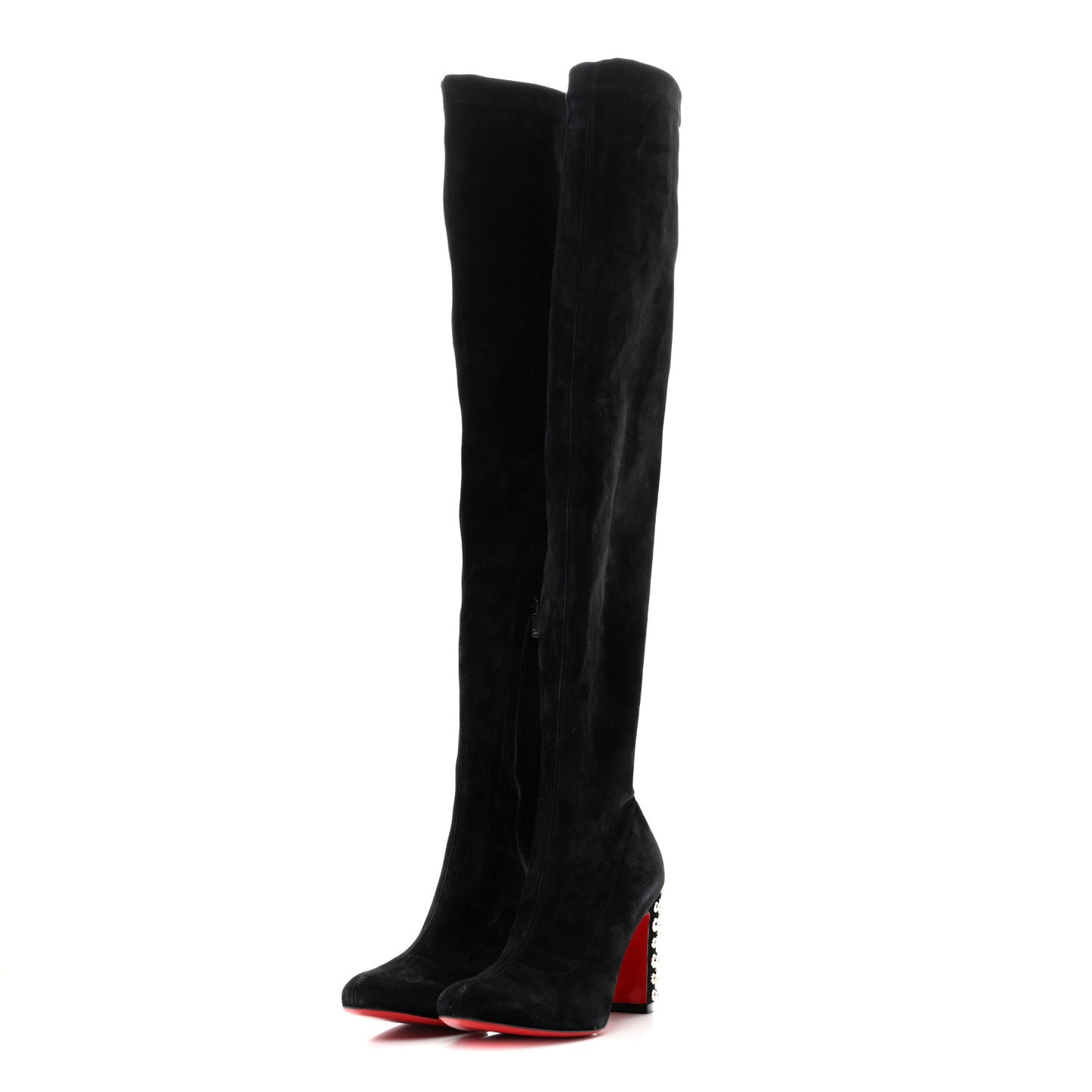 Veau Velours Spiked Study Stretch 85 Over The Knee Boots 35.5 Black