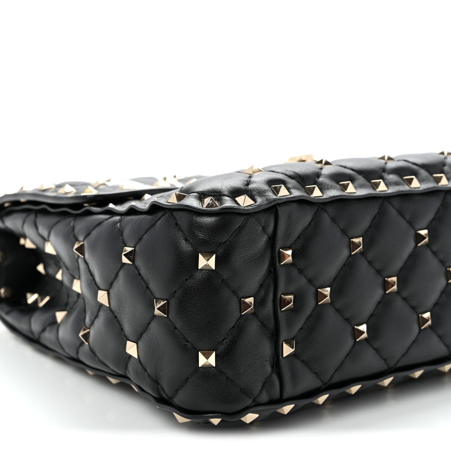 Lambskin VLTN Print Medium Rockstud Spike Shoulder Bag Black