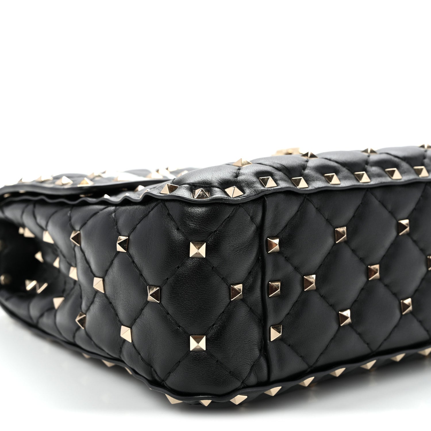 Valentino Garavani Lambskin VLTN Print Medium Rockstud Spike Shoulder Bag Black 8 of 9