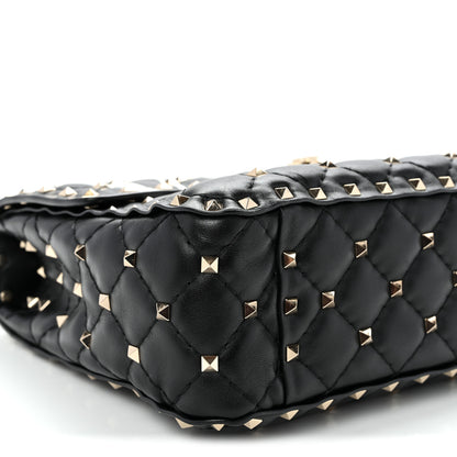 Valentino Garavani Lambskin VLTN Print Medium Rockstud Spike Shoulder Bag Black 8 of 9