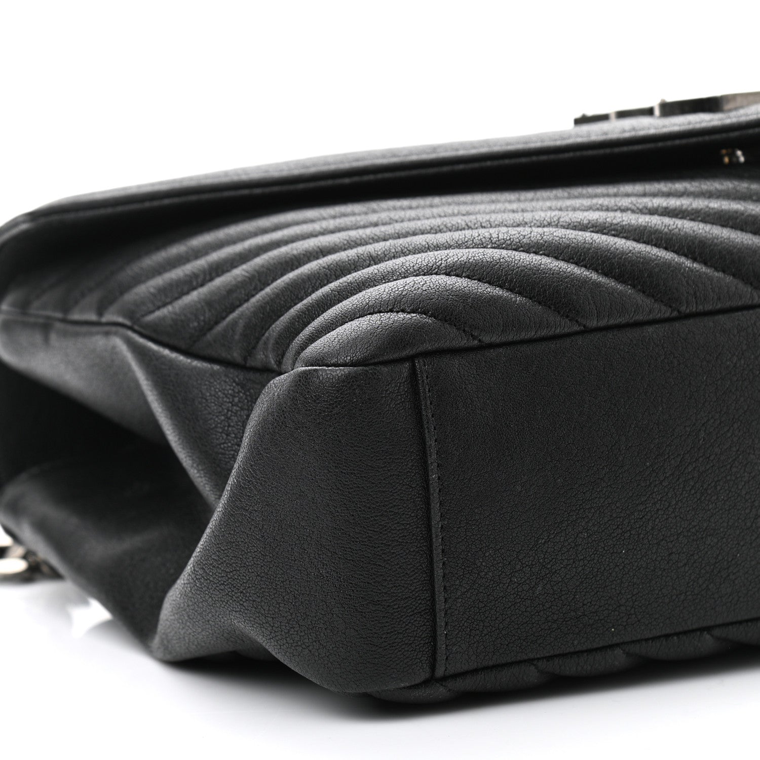 Saint Laurent Sheepskin Matelasse Chevron Monogram Large College Satchel Black 9 of 10