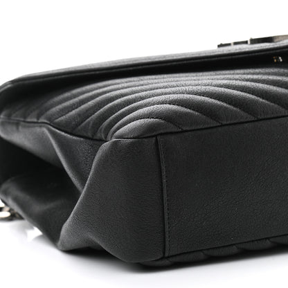 Saint Laurent Sheepskin Matelasse Chevron Monogram Large College Satchel Black 9 of 10