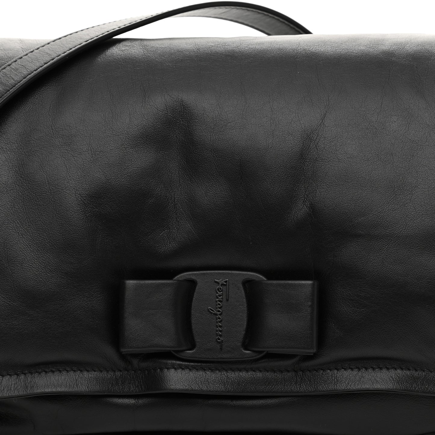 Calfskin Medium Viva Bow Shoulder Bag Black
