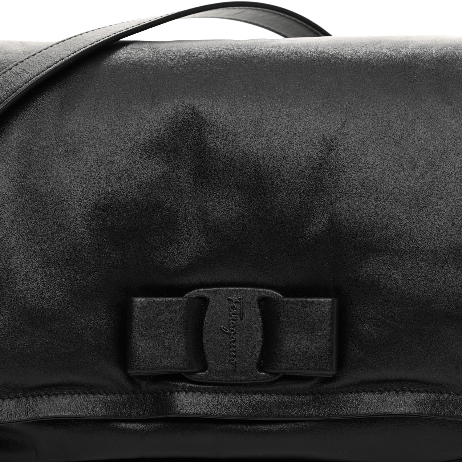 Salvatore Ferragamo Calfskin Medium Viva Bow Shoulder Bag Black 10 of 13