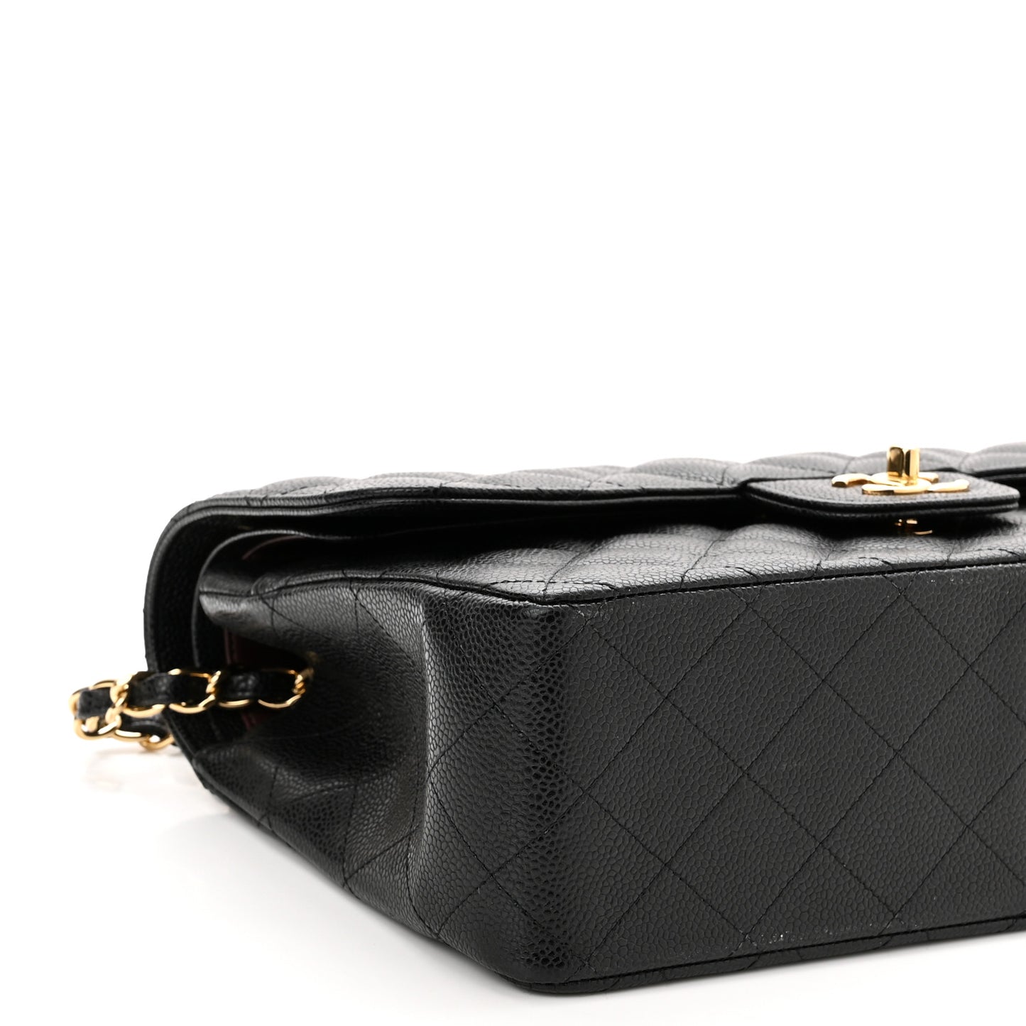 Caviar Quilted Jumbo Double Flap Black