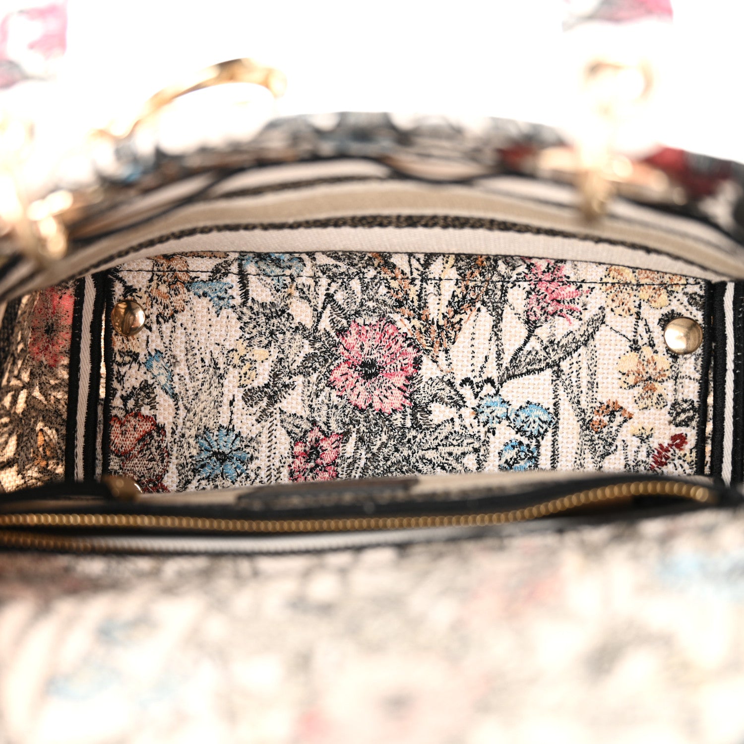 Christian Dior Canvas Embroidered Mille Fleurs Medium Lady D-Lite Multicolor 5 of 12