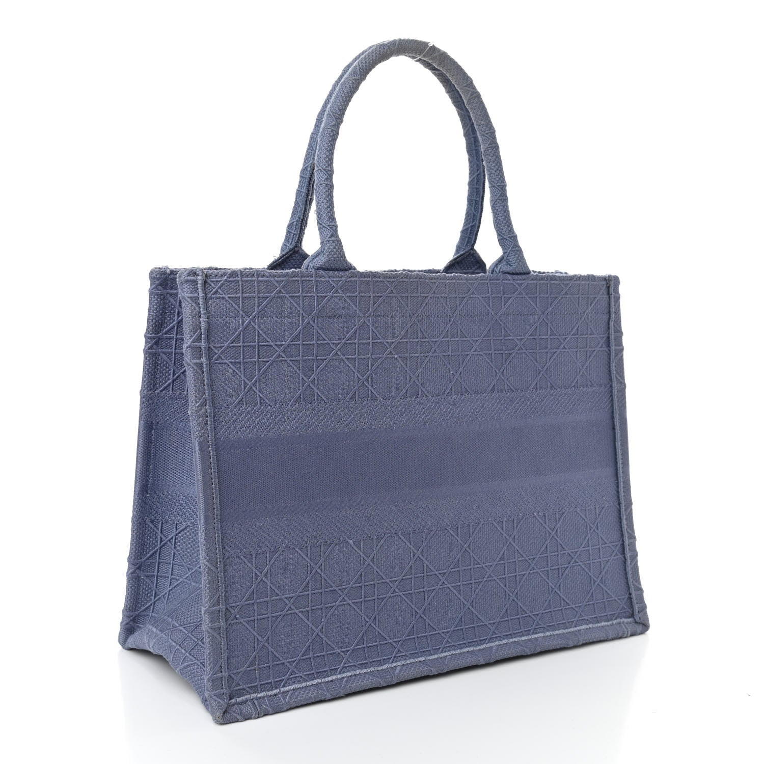 Christian Dior Embroidered Cannage Medium Book Tote Denim Blue 3 of 11