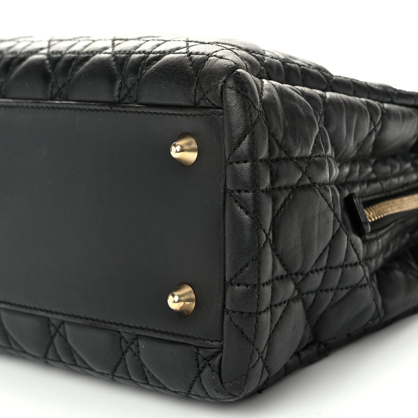 Lambskin Cannage Small Dior Soft Zipped Shopping Tote Black