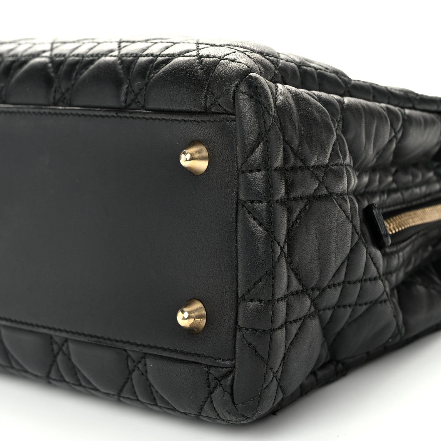 Christian Dior Lambskin Cannage Small Dior Soft Zipped Shopping Tote Black 10 of 10