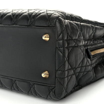 Christian Dior Lambskin Cannage Small Dior Soft Zipped Shopping Tote Black 10 of 10