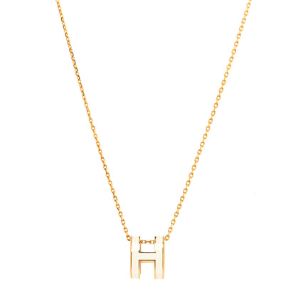 Hermes Lacquered Gold Pop H Pendant Necklace White 1 of 5