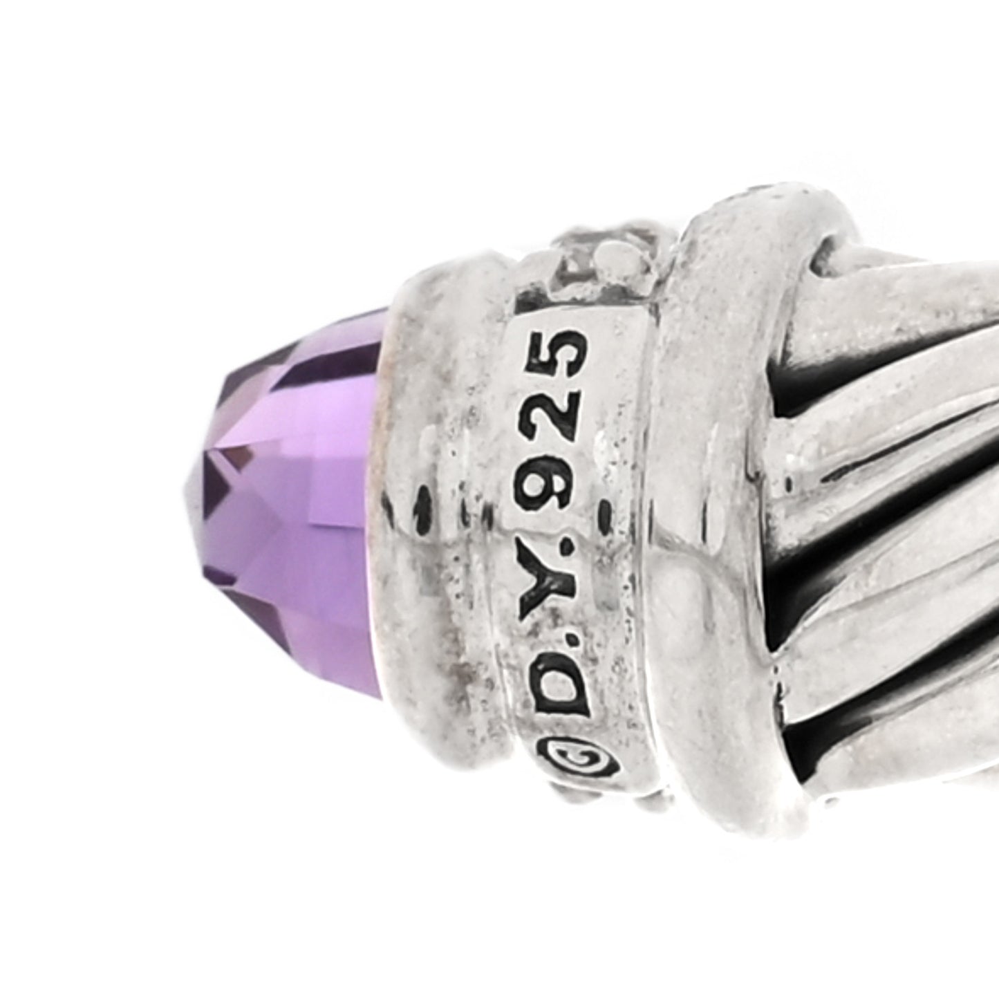 Sterling Silver Diamond Amethyst 5mm Cable Classics Bracelet
