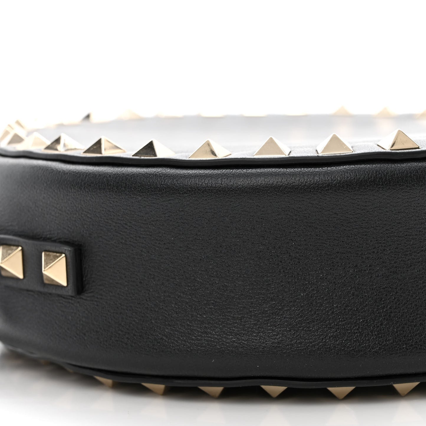 Calfskin Rockstud Round Crossbody Bag Black