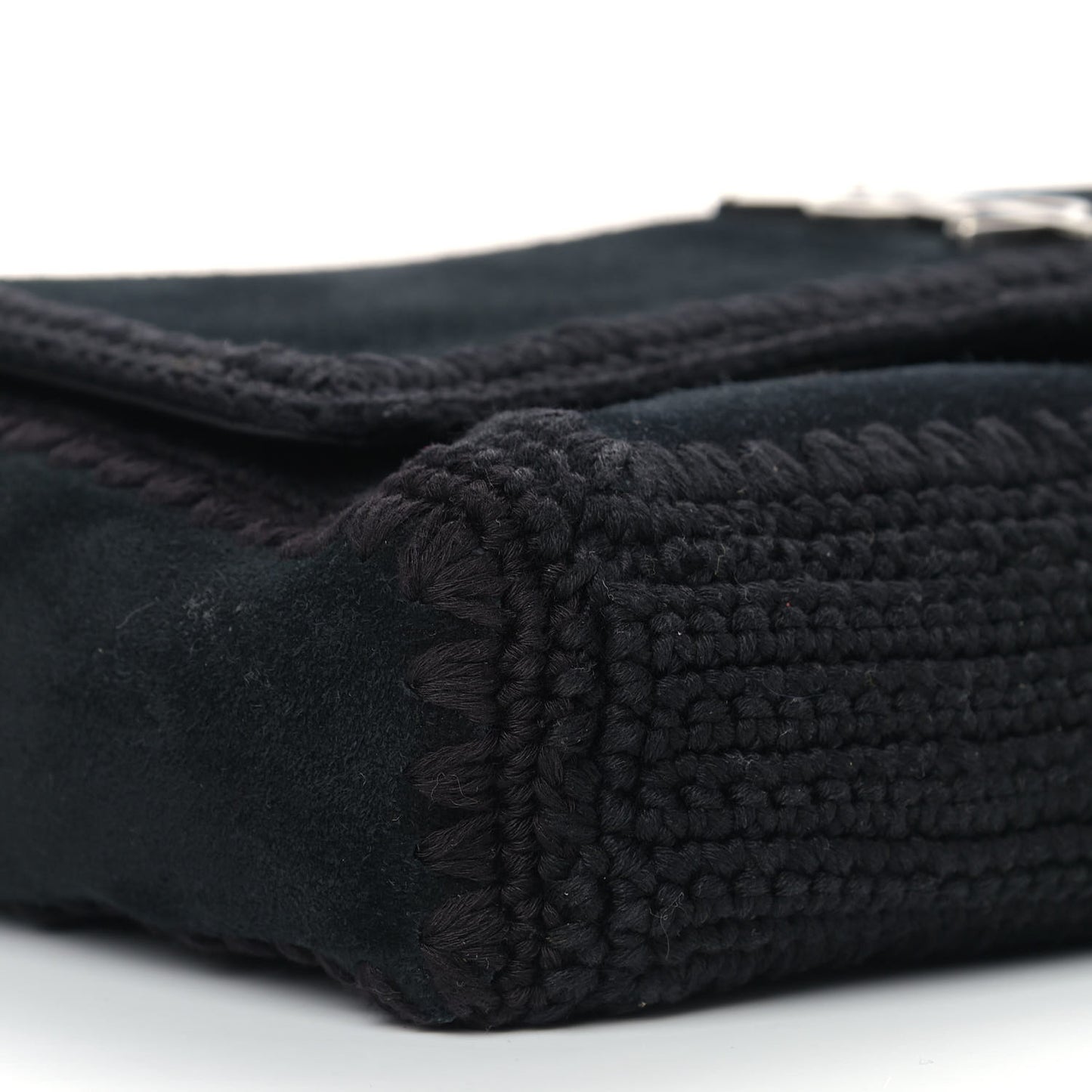 Suede Monogram Medium Kate Whipstitch Shoulder Bag Black