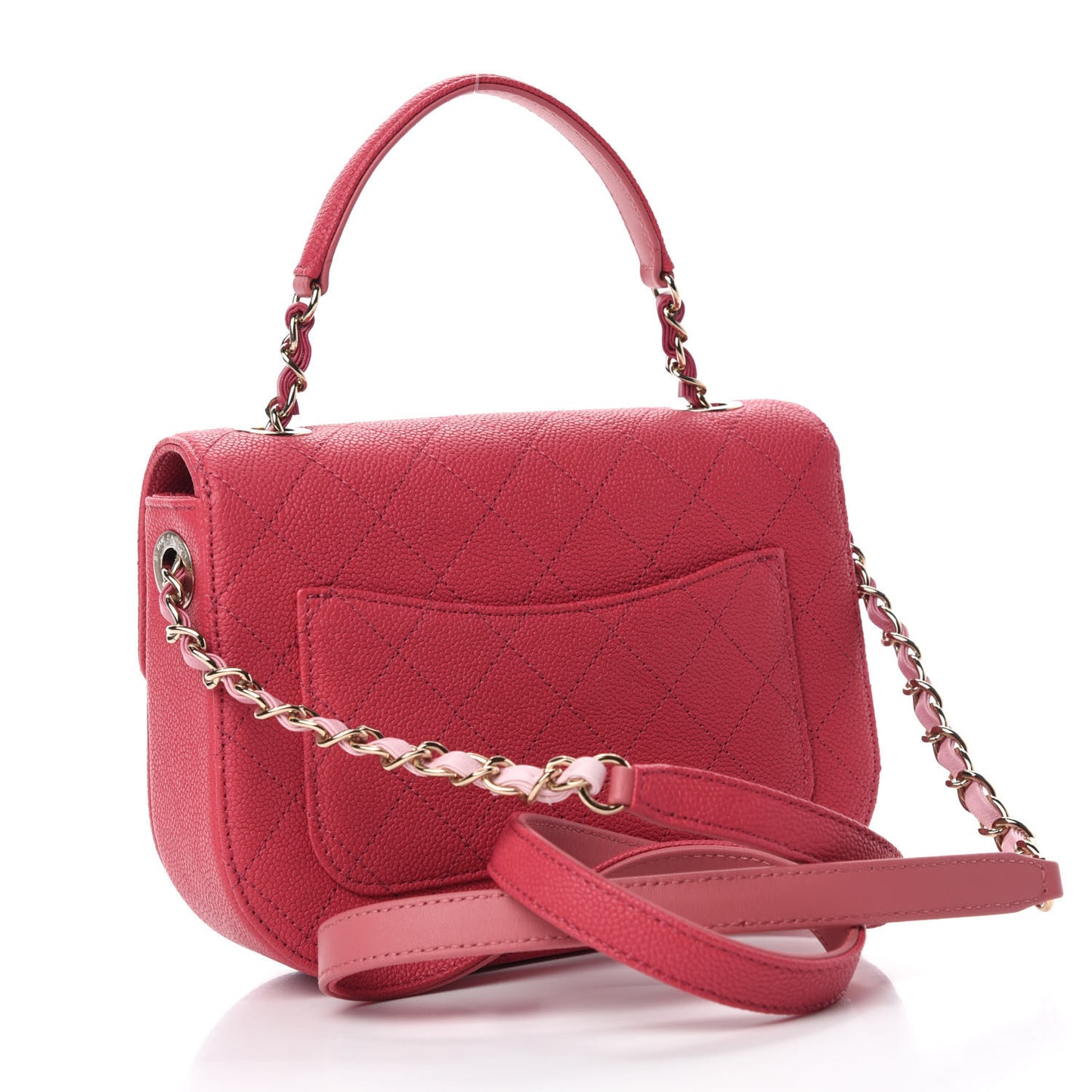 Grained Calfskin Quilted Small Cuba Top Handle Flap Pink