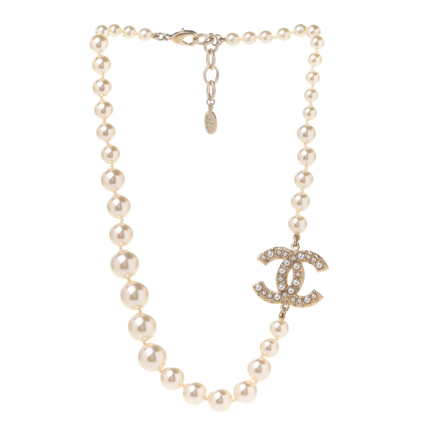 Chanel Pearl CC 100th Anniversary Necklace Light Gold 3 of 7