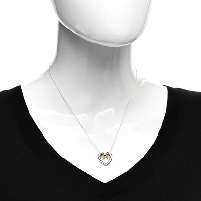 Tiffany Sterling silver 18K Yellow Gold Bow Tie Heart Pendant Necklace 2 of 4