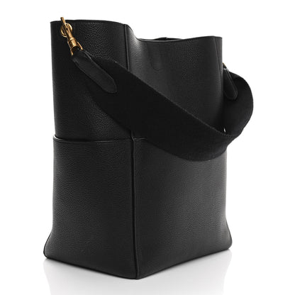 Celine Soft Grained Calfskin Sangle Bucket Bag Black 2 of 10