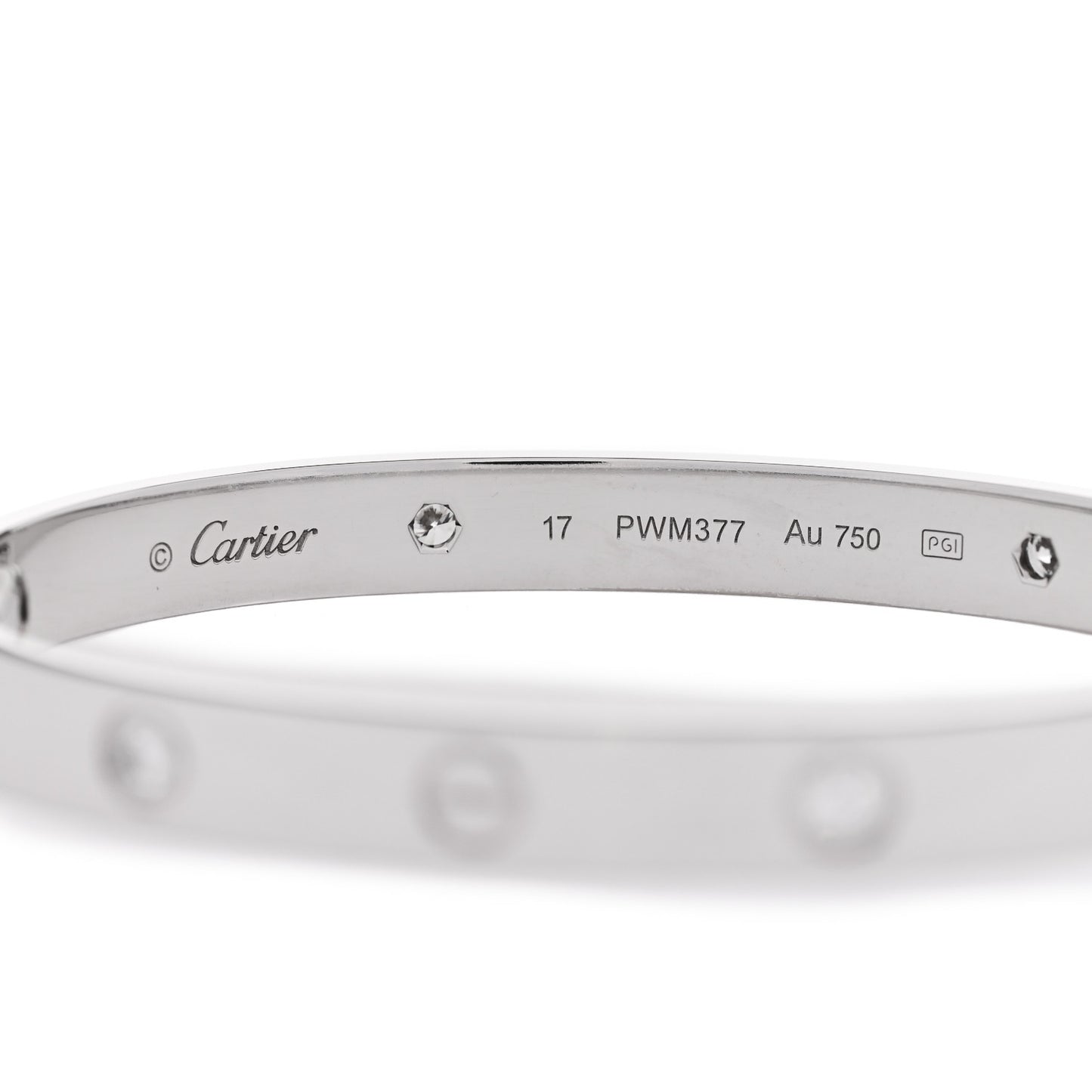 18K White Gold 4 Diamond Love Bracelet 17