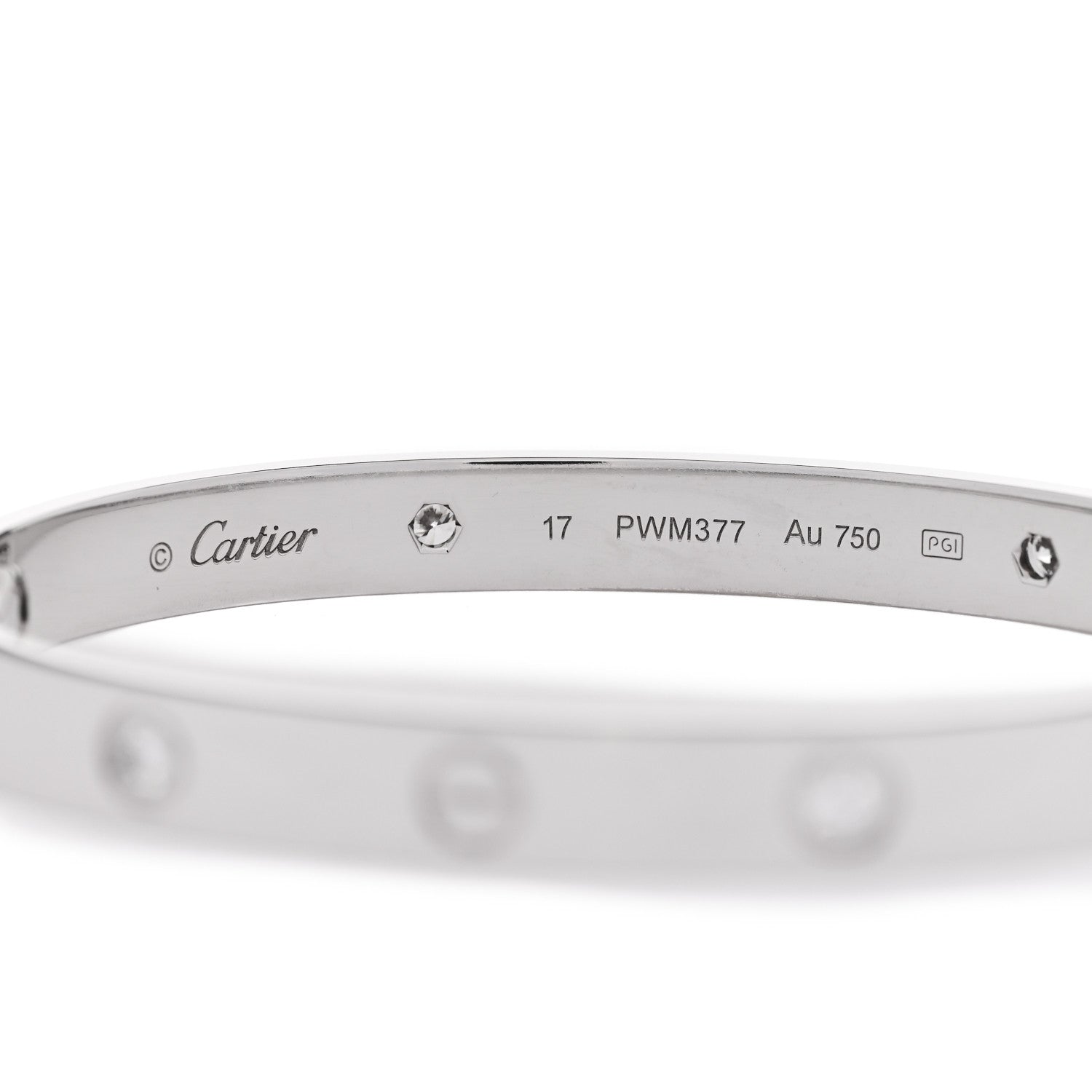 Cartier 18K White Gold 4 Diamond Love Bracelet 17 6 of 8