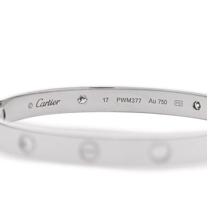 Cartier 18K White Gold 4 Diamond Love Bracelet 17 6 of 8