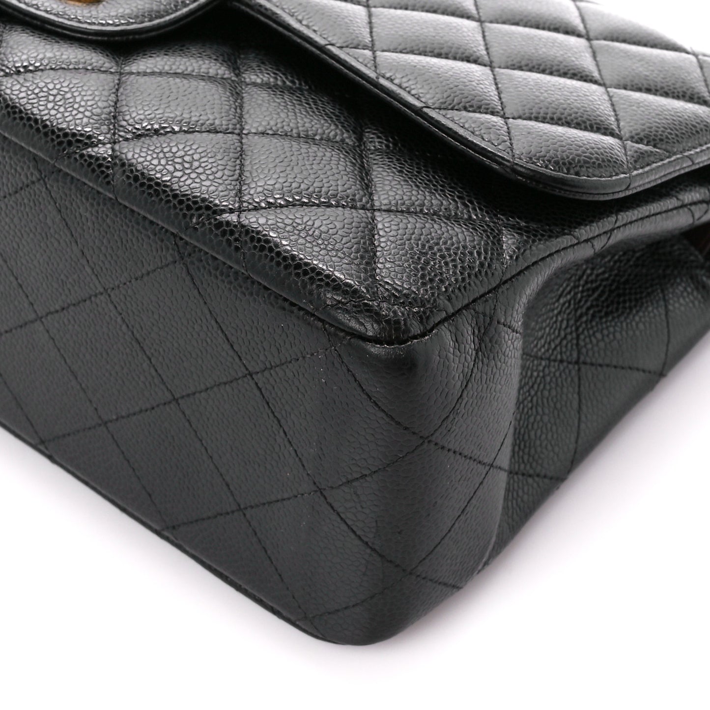 Caviar Quilted Jumbo Double Flap Black