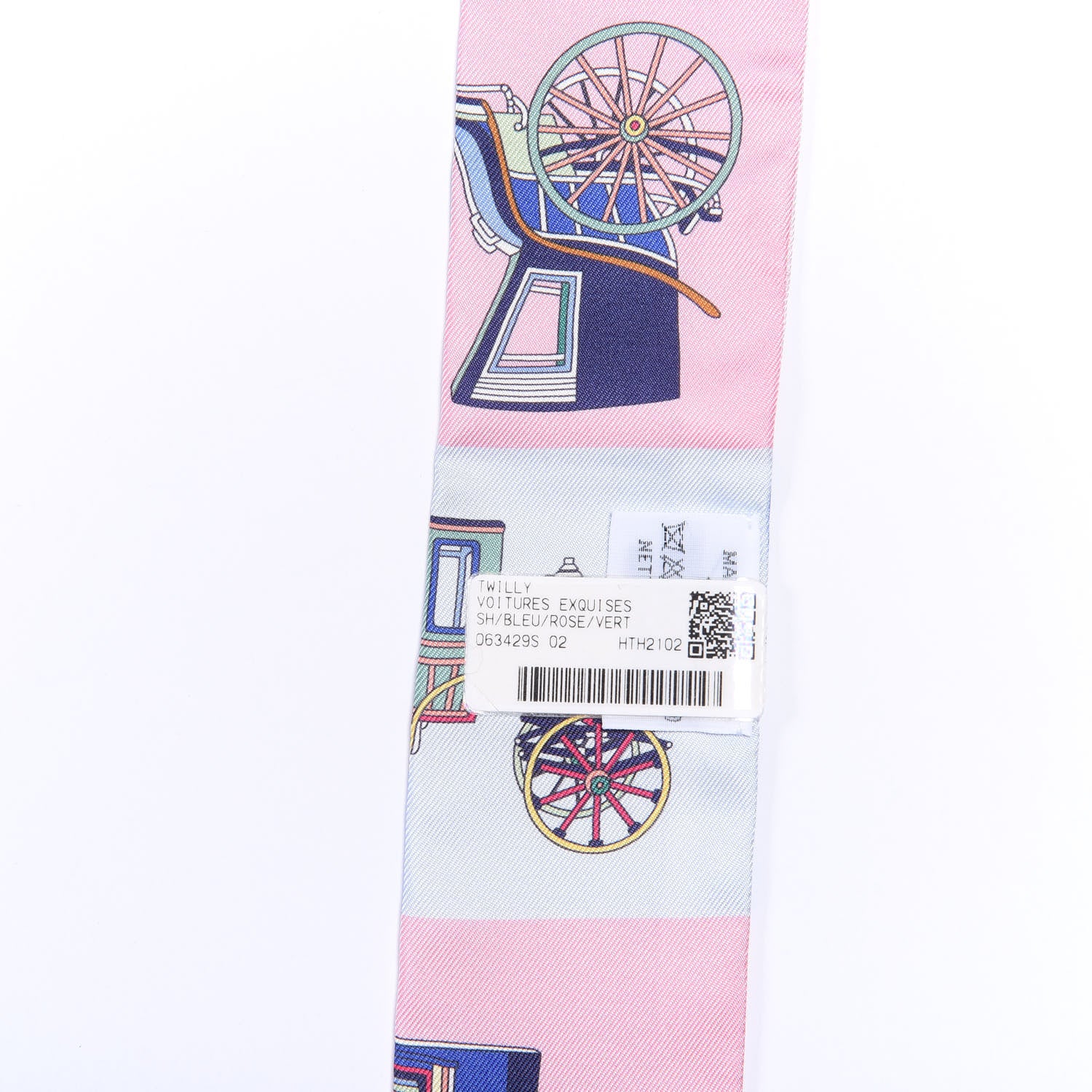 Hermes Silk Les Voitures Exquises Twilly Bleu Rose Vert 4 of 4