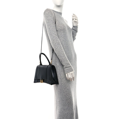 Balenciaga Shiny Box Calfskin Medium Hourglass Top Handle Bag Black 2 of 10