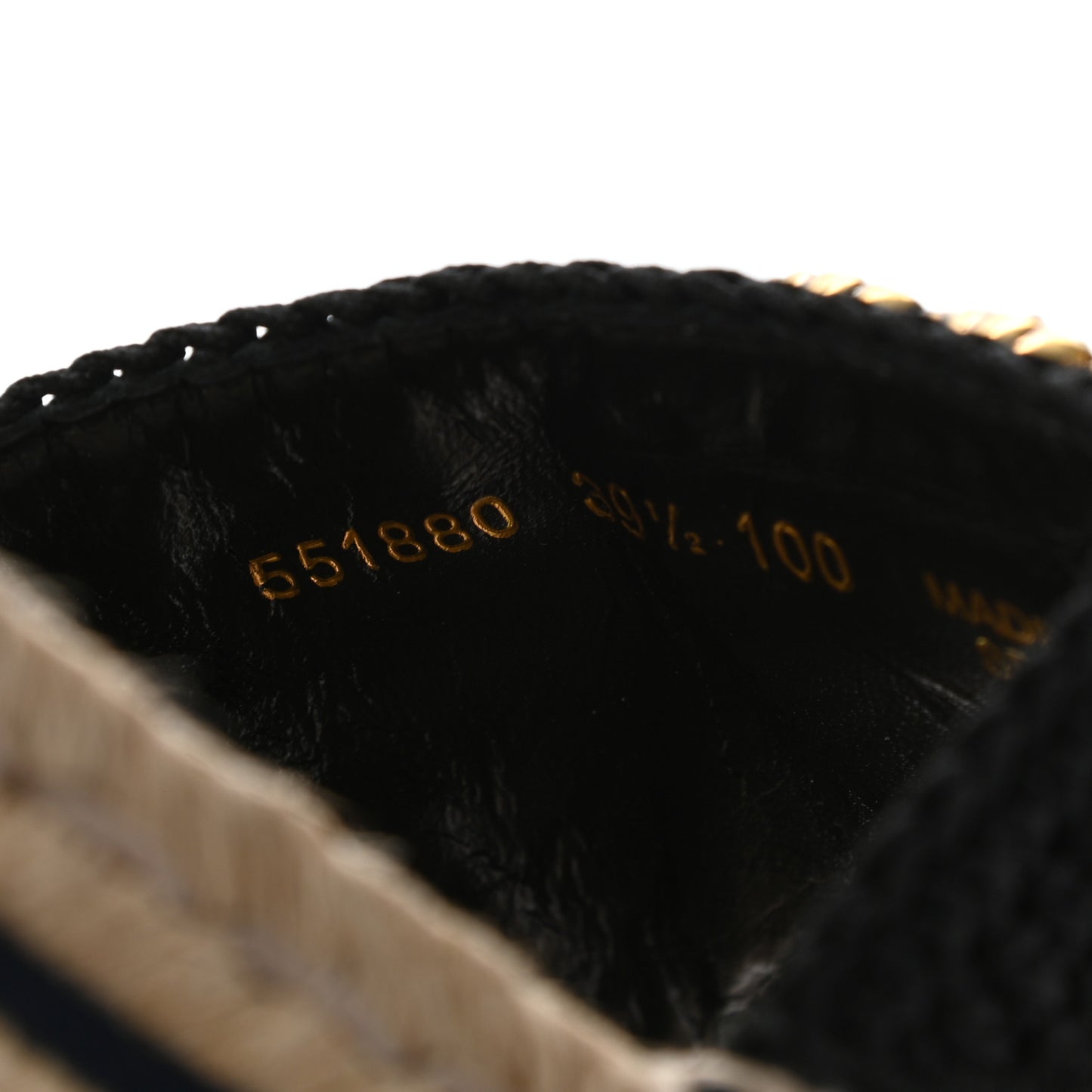 Cotton Malaga Kid Crochet Pearly GG Lilibeth Espadrille Platform Sandals 39.5 Black