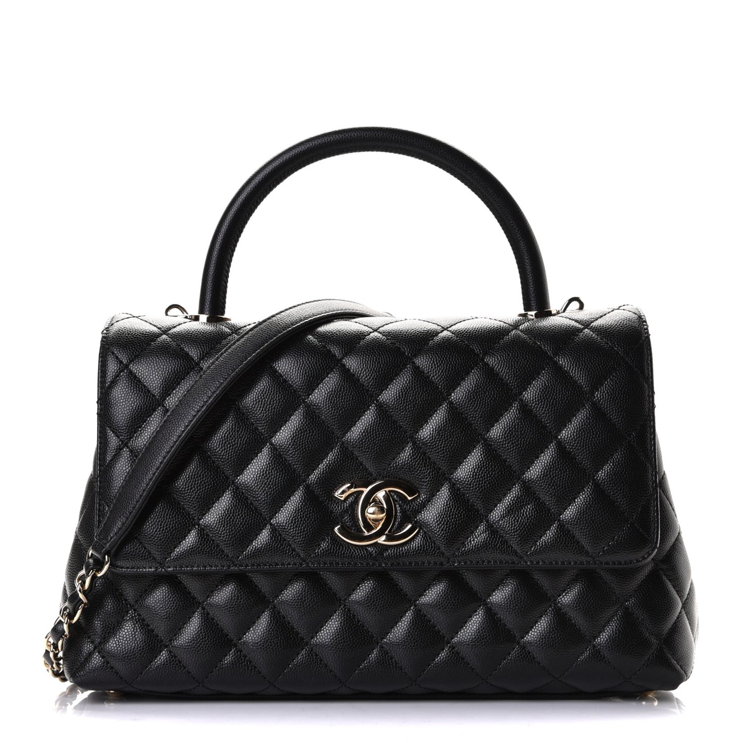Caviar Quilted Small Coco Handle Flap Black