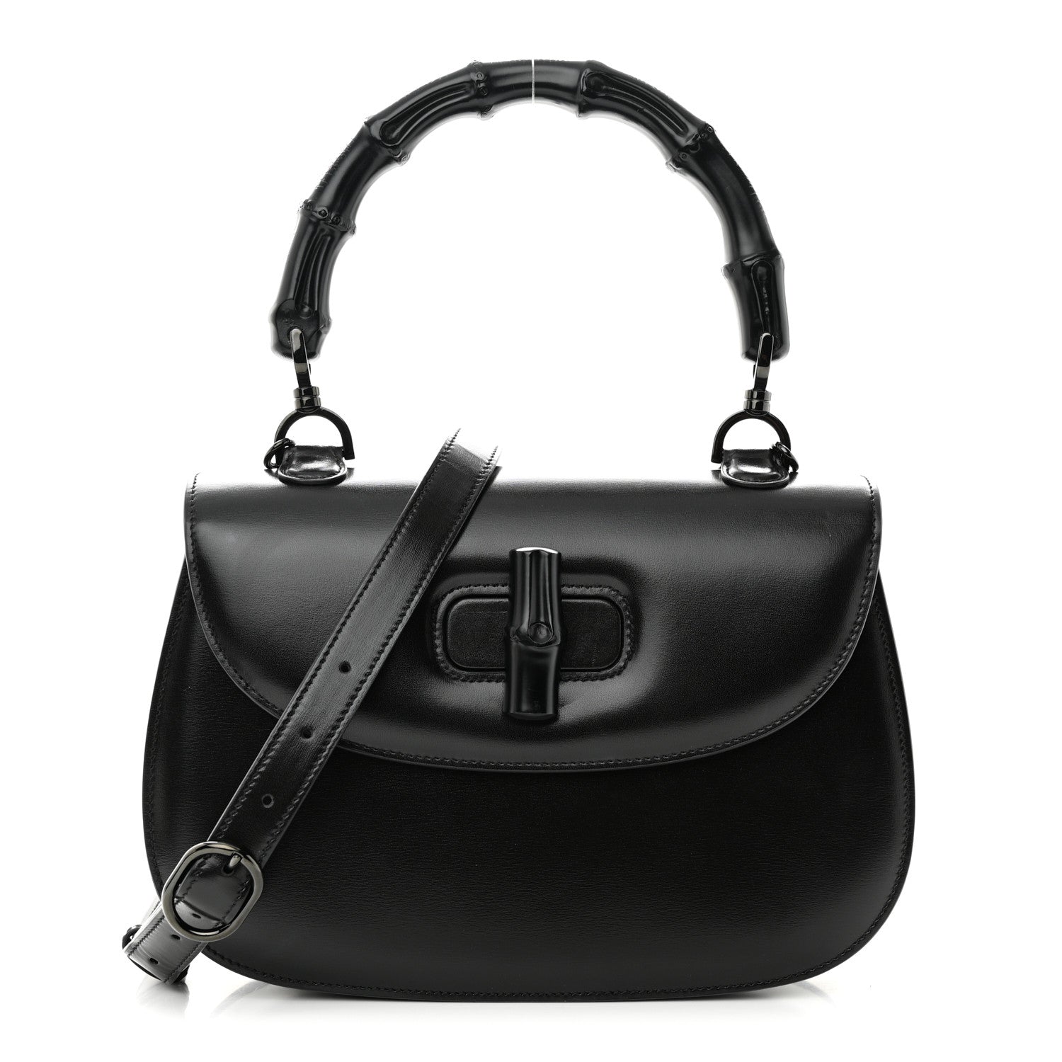 Gucci Boarded Dyana Lux Calfskin Web Monochrome Medium Bamboo 1947 Top Handle Bag Black 1 of 11