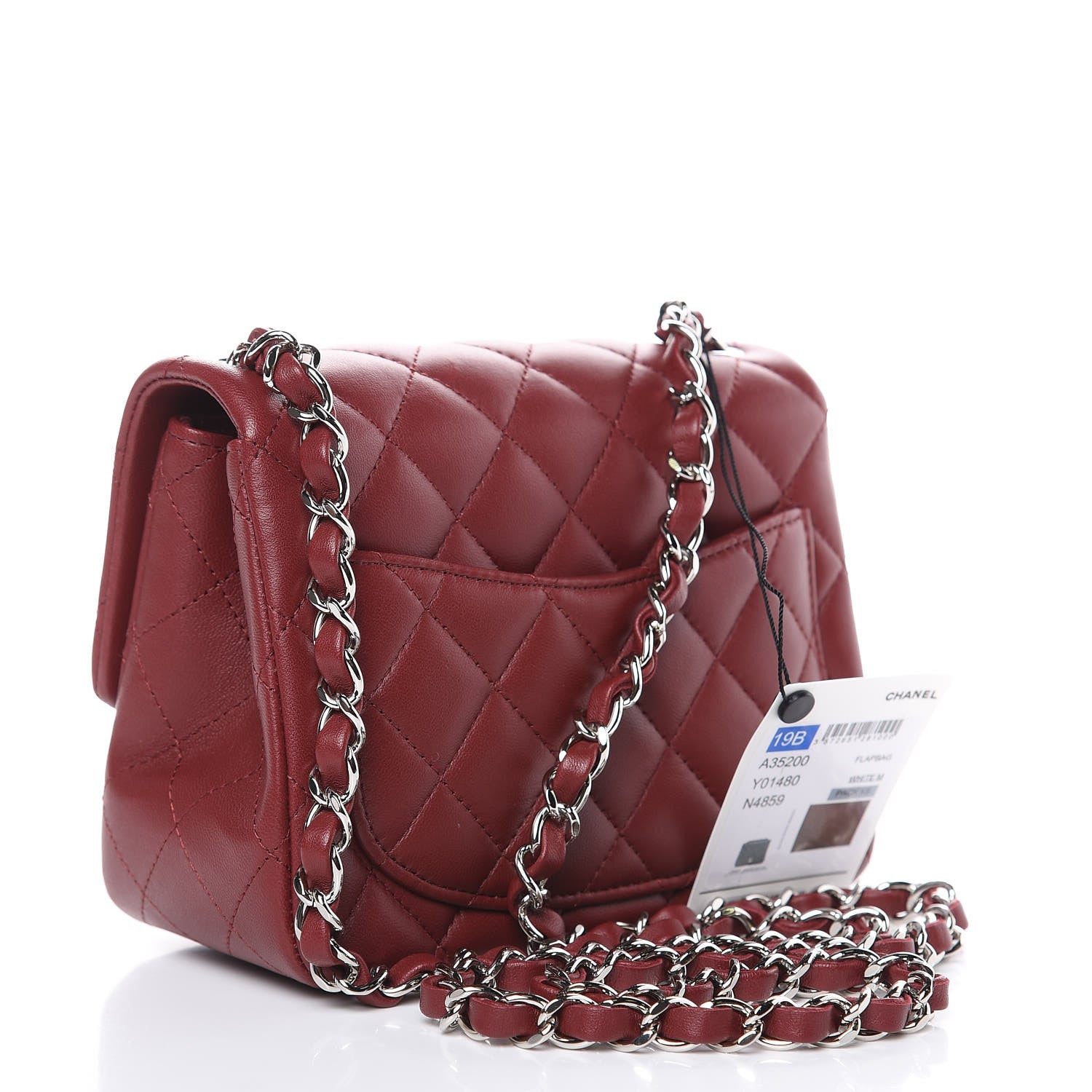Chanel Lambskin Quilted Mini Square Flap Burgundy 3 of 12