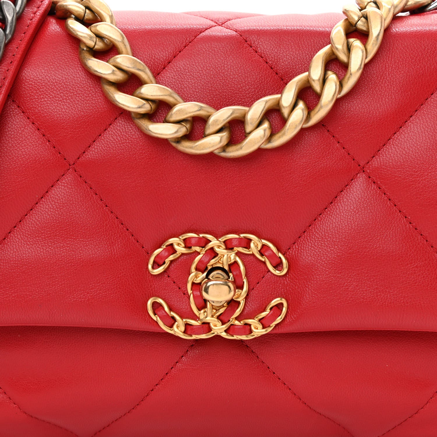 Chanel Goatskin Quilted Medium Chanel 19 Flap Red 8 of 11