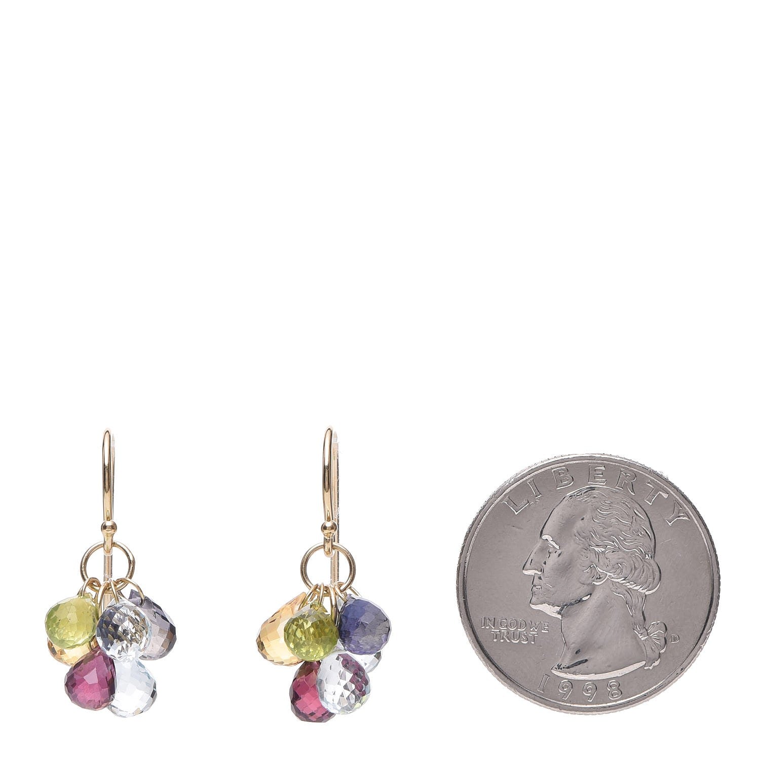 Tiffany 18K Yellow Gold Iolite Aquamarine Pink Tourmaline Citrine Rainbow Briolette Earrings 2 of 4